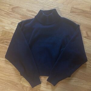 Aritzia Wilifred Free Cropped Navy Sweater